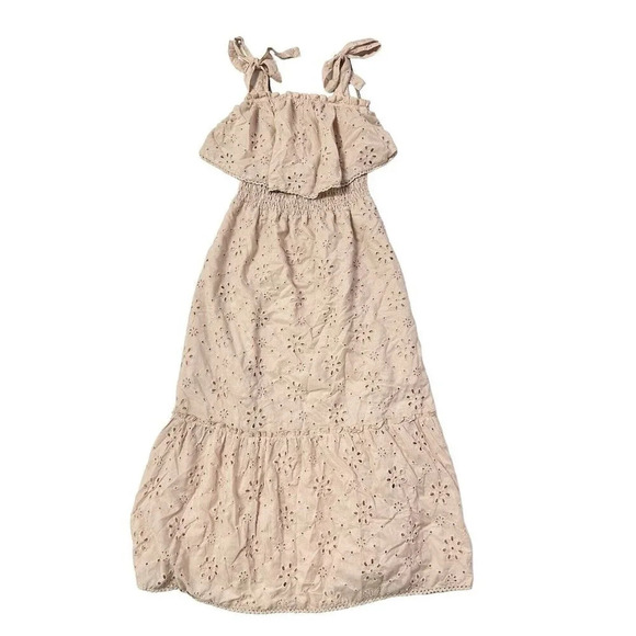 Une Ame Dresses & Skirts - Une Ame Dress Maxi Sundress Sz M Pale Pink Boho Eyelet Prairie Cottagecore Sweet